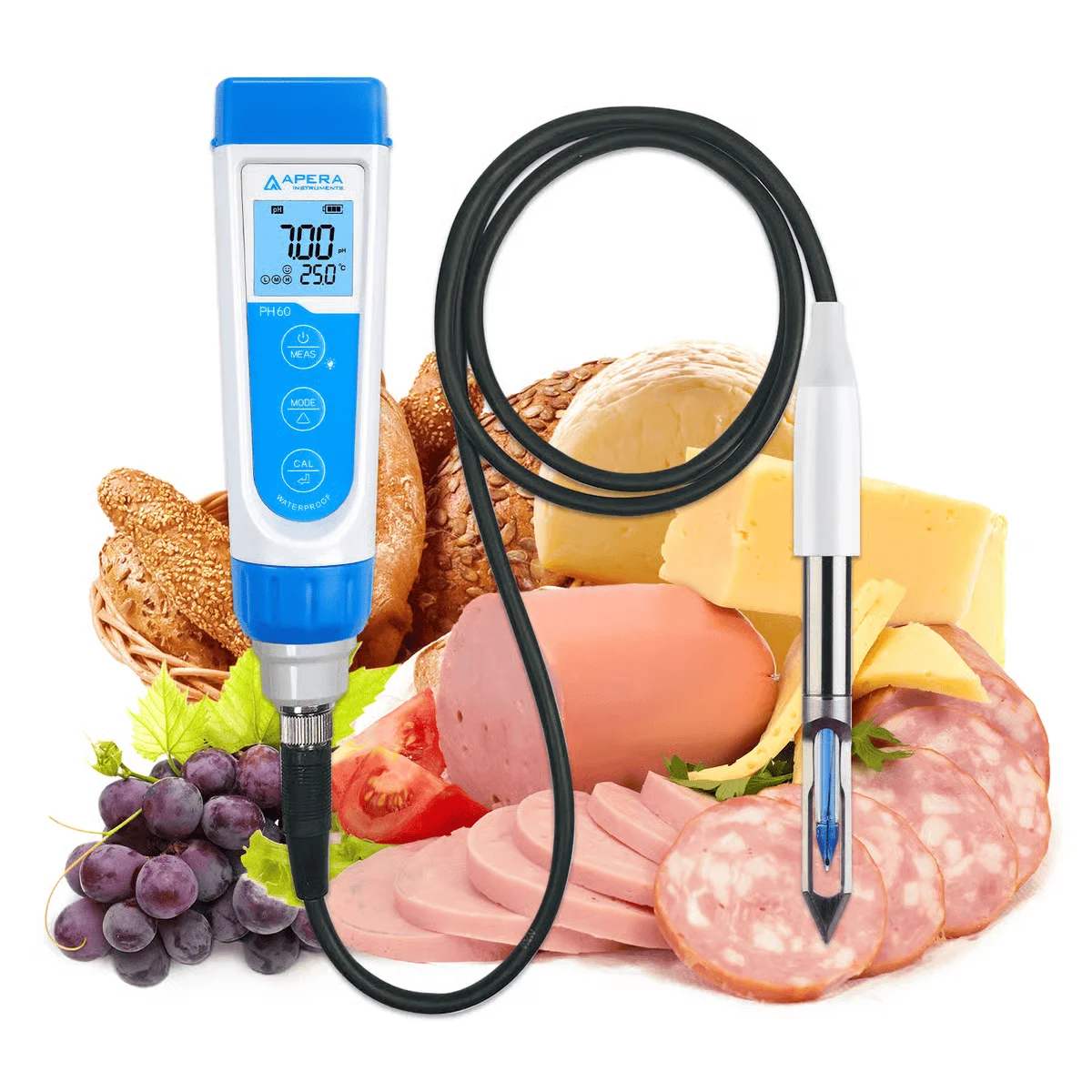 PH60-MT pH Tester Kit for Fresh or Frozen Meats with LabSen 765 ATC Blade Spear pH Electrode